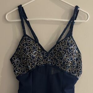 Alyce Navy Beaded Formal Evening Gown